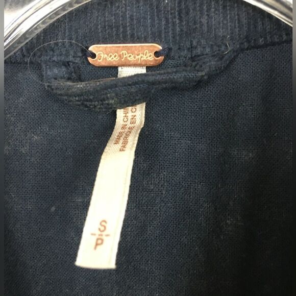 Free People Washed Cord Velvet Band Military Jacket In Washed Blue Size S - Picture 10 of 14